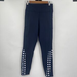 Tuckernuck Navy Blue Trellis Check High Rise Compression Leggings Size Small